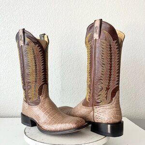 Rod Patrick Mens Cowboy Boots Size 13.5B Brown Caiman Belly Western Square Toe